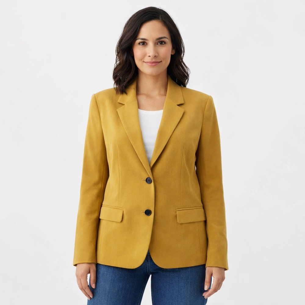 Nine West Mustard Color 2 Button Blazer Size 14
